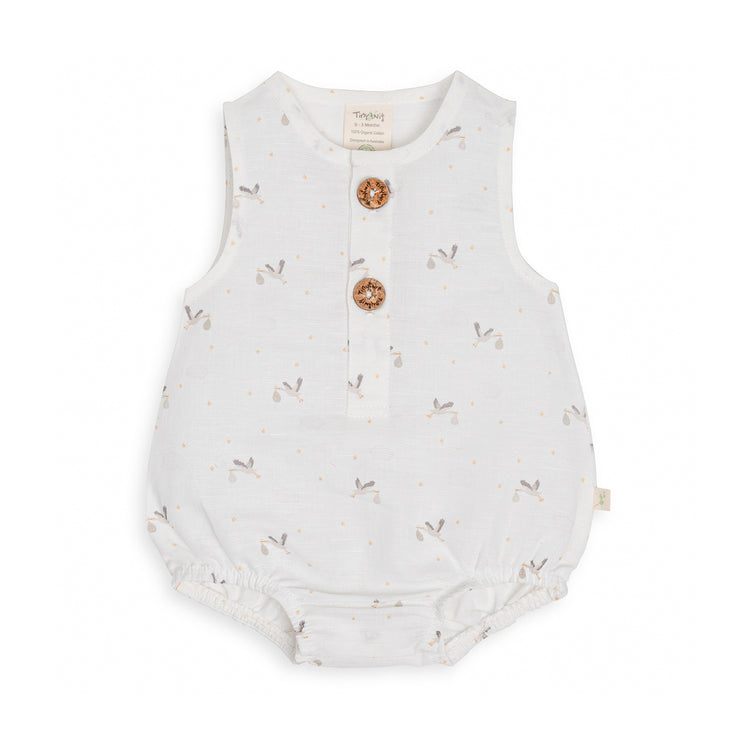 Tiny Twig Bubble Romper - Stork