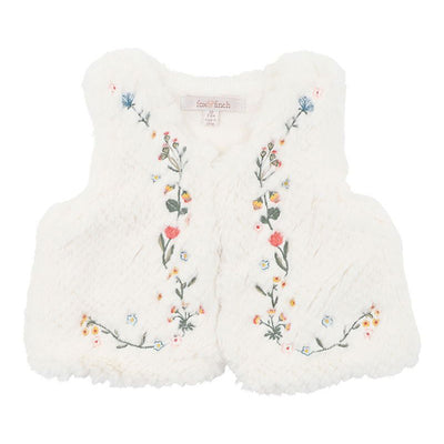 Fox & Finch Botanica Embroidered Faux Fur Vest