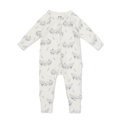 Indigo & Lellow Payton Zipsuit - Humpback Whale