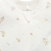 Pure Baby Short Sleeve Zip Growsuit - Vanilla Wattle Bee