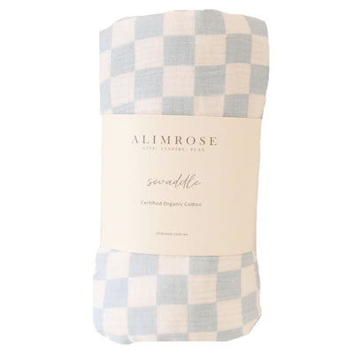 Alimrose Muslin Swaddle - Blue Check