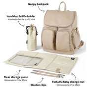 OiOi Faux Leather Nappy Backpack - Oat Dimple